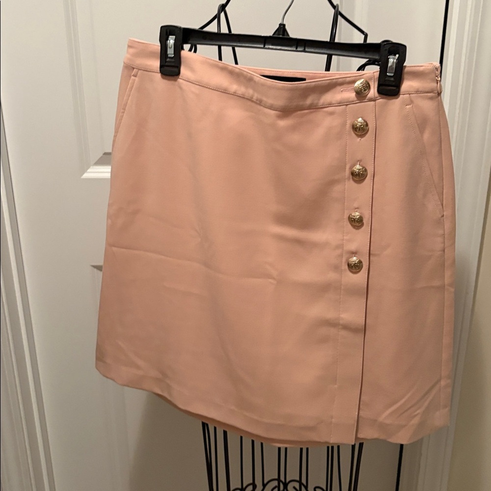 Talbots Blush pink work professional  Skirt Gold Accent buttons lined size 10